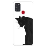 Pattern Printing Soft TPU Back Case Covering for Samsung Galaxy A21s – Black Cat