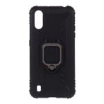 Finger Ring Kickstand TPU Phone Case Protective Shell for Samsung Galaxy A01 (US version) – Black