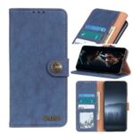 KHAZNEH Retro Split Leather Wallet Phone Case for Samsung Galaxy A01 – Blue