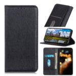 Auto-absorbed Litchi Texture Split Leather Wallet Stand Case for Samsung Galaxy M01 – Black