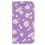 Daisy Pattern Flash Powder Stand Leather Cover Card Holder Shell for Samsung Galaxy S20 Ultra – Purple