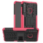 PC + TPU Hybrid Cover with Kickstand for Samsung Galaxy A21 – Rose