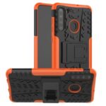 PC + TPU Hybrid Cover with Kickstand for Samsung Galaxy A21 – Orange