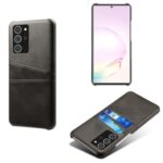 KSQ Hard Cover Double Card Slots PU Leather Coated Plastic Phone Case for Samsung Galaxy Note 20 – Black