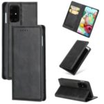 Auto-absorbed Card Holder Stand Leather Case for Samsung Galaxy A71 SM-A715 – Black