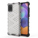 Honeycomb Pattern Shock-proof TPU + PC Hybrid Case Shell for Samsung Galaxy A31 – White