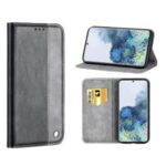 Auto-absorbed Business Splice Style Leather Cover Stand Case with Card Slot for Samsung Galaxy S20 Ultra – Grey