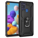 With Ring Kickstand Armor Case PC TPU Stylish Cover for Samsung Galaxy A21s – Black