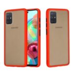Matte Skin Drop-resistant PC + TPU Unique Cover for Samsung Galaxy A71 SM-A715 – Red