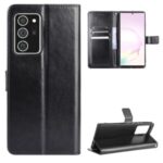 Crazy Horse PU Leather Shell Wallet Stand Protector Cover for Samsung Galaxy Note20 Ultra – Black