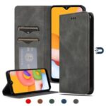 Auto-absorbed PU Leather Shell with Card Slots for Samsung Galaxy A01 – Black