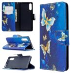 Pattern Printing Case Wallet Stand Leather Cover for Sony Xperia L4 – Blue and Gold Butterfly