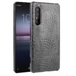 Crocodile Texture PU Leather Coated PC Phone Cover for Sony Xperia 1 II – Black