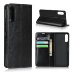 Crazy Horse Wallet Stand Genuine Leather Cover for Sony Xperia L4 – Black