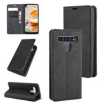 Silky Touch Skin Leather with Wallet Shell Phone Case for LG K61 – Black