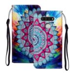 Embossed Patterned Wallet Leather Phone Shell with Strap for LG K51 – Malanda Flower