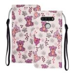 Embossed Patterned Wallet Leather Phone Shell with Strap for LG K51 – Bear