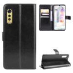 Crazy Horse Texture Wallet Stand Leather Phone Case for LG Velvet – Black