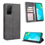 Auto-absorbed Protection Retro PU Leather Wallet Cell Phone Cover for Honor 30S – Black