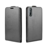 Crazy Horse Skin Leather Protective Unique Shell for Huawei Y8p/Enjoy 10s – Black