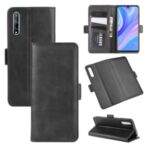 Double Magnetic Clasp Leather Cover for Huawei Y8p/Enjoy 10s – Black
