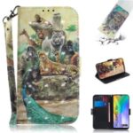 Light Spot Decor Pattern Printing Wallet Stand Stylish Leather Cover Case for Huawei Y6p – Animal World
