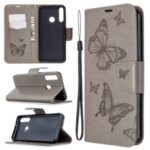 Imprint Butterfly Leather Stylish Shell for Huawei Y6p – Brown