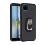 Kickstand Silicone Cell Phone Shell Case (Built-in Metal Sheet) for Huawei Y5p/Honor 9S – Black