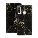Pattern Printing Wallet Leather Mobile Cover for Huawei Y6p – Black Marble