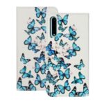 Pattern Printing Wallet Leather Protective Case for Huawei Y8p – Blue Butterflies