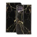 Pattern Printing Leather Wallet Phone Cover for Huawei P40 Lite 4G/Nova 6 SE/Nova 7i – Black Marble Grain