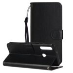 Wallet Leather Stand Phone Case with Strap for Huawei Y7p / P40 Lite E / Honor 9C – Black