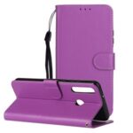 Wallet Leather Stand Phone Case with Strap for Huawei Y7p / P40 Lite E / Honor 9C – Purple
