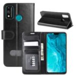 Crazy Horse Wallet Stand Leather Case Accessory for Honor 9X Lite – Black
