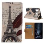 Patterned Protective Case Wallet Leather Stand Cover for Huawei Y8s – Tower and Letters