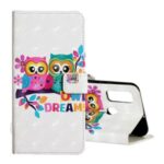 Pattern Printing Light Spot Decor Wallet Flip Leather Shell for Huawei P Smart 2020 – Couple Owls
