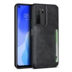 Leather Coated TPU Kickstand Case with Card Slots for Huawei Nova 7 SE/P40 Lite 5G – Black