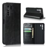 Crazy Horse Texture Genuine Leather Phone Case for Huawei nova 7 SE/P40 lite 5G – Black