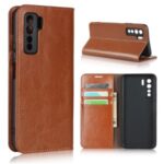 Crazy Horse Texture Genuine Leather Phone Case for Huawei nova 7 SE/P40 lite 5G – Brown