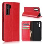 Crazy Horse Texture Genuine Leather Phone Case for Huawei nova 7 SE/P40 lite 5G – Red