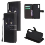 Cross Texture Pattern Printing Leather Wallet Stand Cover with Strap for Huawei P Smart S / Y8p – Cat Eyes