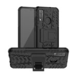 Cool Tyre PC + TPU Hybrid Phone Case with Kickstand for Huawei P smart 2020 – Black