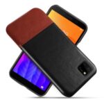KSQ Bi-color Splicing PU Leather Coated PC Case Cover for Huawei Y5p/Honor 9S – Black / Brown