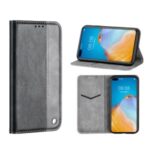 Auto-absorbed Business Splice Leather Case with Stand Card Slot Cover for Huawei P40 – Grey