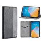 Auto-absorbed Business Splice Leather Shell with Stand Card Slot Cover for Huawei P40 Pro – Grey