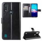 Crazy Horse Texture Wallet Stand Leather Phone Case for Motorola Moto E6s (2020) – Black