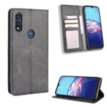 Auto-absorbed Retro PU Leather Shell Wallet Mobile Phone Cover for Motorola Moto E (2020) – Black