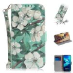 Pattern Printing Light Spot Decor PU Leather Wallet Case for Motorola Moto G8 Power Lite – Flower