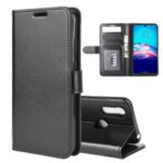 Crazy Horse Wallet Leather Magnetic Phone Cover for Motorola Moto E6s (2020) – Black