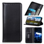 Auto-absorbed Split Leather Wallet Cover Protective Mobile Case for Motorola Moto G Fast – Black